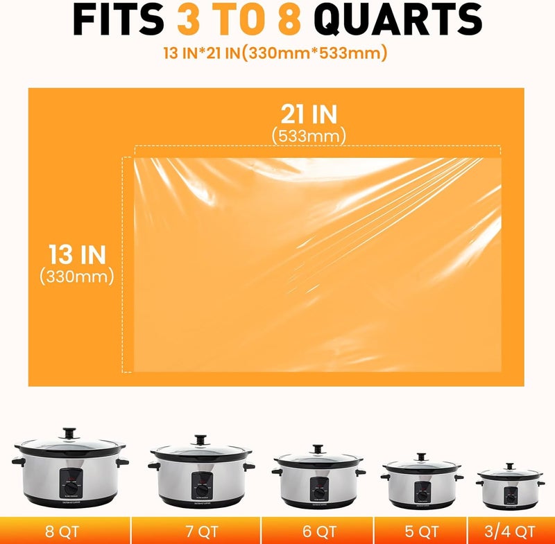 YixangDD 40 Pack Slow Cooker Liners, Large Size 13"x 21" Cooking Bags Disposable Pot Liners, Plastic Slow Cooker Bags Fits 3-8 Quarts, BPA Free, Suitable for Oval & Round Pot - Image 2